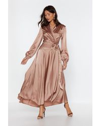 Nasty Gal "make Your Entrance Satin Dress" - Pink