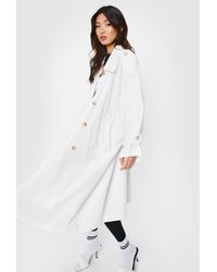 Nasty Gal Oversized Double Breasted Belted Trench Coat - White
