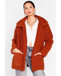 Nasty Gal Teddy Faux Fur Coat - Red