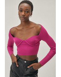 Nasty Gal Recycled Corset Cup Cropped Knitted Top - Pink