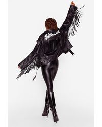 Nasty Gal Just Hitched Bridal Leather Fringe Jacket - Black