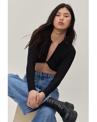 Nasty Gal Keyhole Cut Out Twist Front Cropped Top - Black