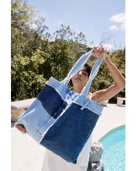 Nasty Gal Recycled Denim Patchwork Oversized Tote Bag - Blue