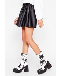 Nasty Gal Cow's It Going Heeled Sock Boots - Black