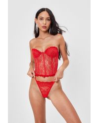 Nasty Gal Let Love Take It's Lace Corset Top - Red