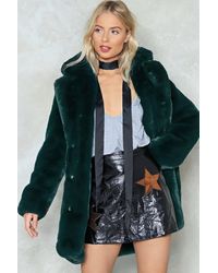 Nasty Gal "surfin' Bird Faux Fur Coat" - Green