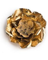 Natori Gold Brass Large Peony Brooch - Metallic