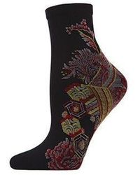 Natori Obi Floral Sock - Black