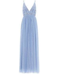 needle & thread embellished bodice tulle maxi gown in lavender