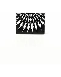 Neil Barrett - Fair Isle Thunderbolt Leather Four Slots Card Holder - Lyst