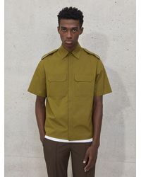 Neil Barrett - Military-styled Short Sleeve Shirt With Self-fabric Collar Button - Lyst