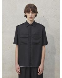 Neil Barrett - Military-styled Short Sleeve Shirt With Self-fabric Collar Button - Lyst