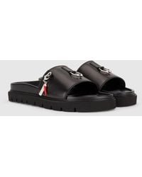Mens Shoes Sandals Neil Barrett Bolt Leather Sliders in Black for Men slides and flip flops 