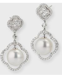 Belpearl - 18k White Gold Pave Diamond And South Sea Pearl Earrings - Lyst
