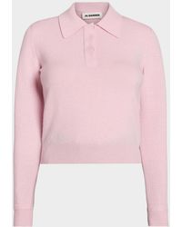 Jil Sander - Long-Sleeve Wool Polo Sweater - Lyst