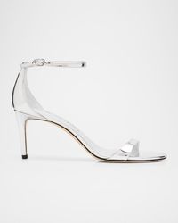 Stuart Weitzman - 75Mm Nudist Ii Metallic Leather Ankle-Strap Sandals - Lyst