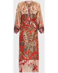 Pierre Louis Mascia - Floral-Print Silk Midi Dress - Lyst