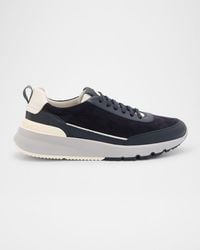 Brunello Cucinelli - Suede And Leather Runner Sneakers - Lyst