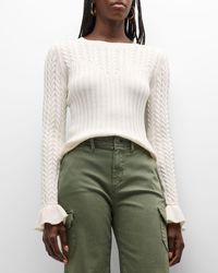 PAIGE - Henrietta Cable-Knit Flare-Sleeve Top - Lyst