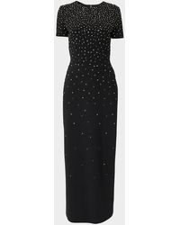 Carolina Herrera - Embellished Short-Sleeve Bow-Back Gown - Lyst