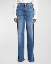 Alexander McQueen - Contrast Wide-leg Denim Jeans - Lyst