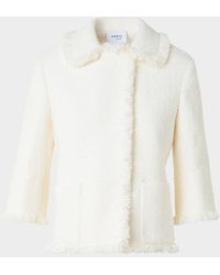 Akris Punto - Bracelet-Sleeve Fringed Boucle Tweed Jacket - Lyst