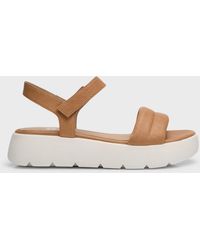Eileen Fisher - Leather Ankle-Grip Platform Sandals - Lyst