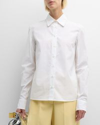 Fabiana Filippi - Bead-Trim Button-Down Cotton Poplin Shirt - Lyst