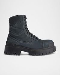 Balenciaga - Strike Bootie Lace-Up Canvas Ankle Boots - Lyst