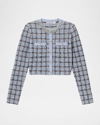 Self-Portrait - Check Knit Cardigan - Lyst