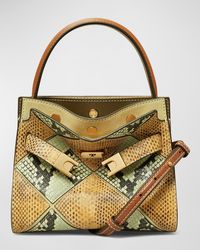 Tory Burch - Lee Radziwill Petite Snake-Embossed Double Bag - Lyst