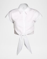 Adam Lippes - Mila Cotton Poplin Tie Crop Button-Down Top - Lyst