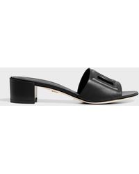 Dolce & Gabbana - Dg Cutout Leather Slide Sandals - Lyst