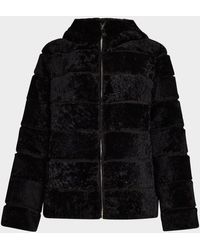 Gorski - Horizontal Curly Lamb Shearling Zip Jacket With Hood - Lyst