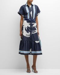 Silvia Tcherassi - Loni Abstract-print Belted Midi Shirtdress - Lyst