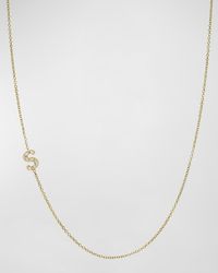 Zoe Lev - 14K Diamond Mini Script Initial Pendant Necklace - Lyst