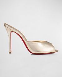 Christian Louboutin - Me Dolly Metallic Red Sole Slide Sandals - Lyst