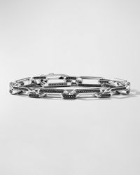 David Yurman - Elongated Open Link Chain Bracelet With Black Diamonds In Silver, 8mm - Lyst