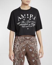 Amiri - Distressed Logo Arts District-Print Short-Sleeve Crop T-Shirt - Lyst