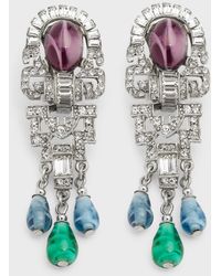 Ben-Amun - Crystal Oval Topa And Emerald Sapphire Drop Clip-On Earrings - Lyst