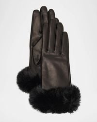 Sofiacashmere - Faux-Fur Leather Gloves - Lyst