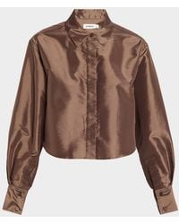 Jonathan Simkhai - Renata Cropped Satin Blouse - Lyst