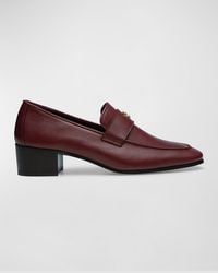 Bougeotte - Leather Medallion Heeled Loafers - Lyst