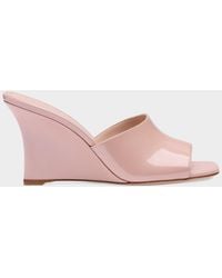 Stuart Weitzman - Vinnie 85Mm Patent Leather Wedge Mule Sandals - Lyst