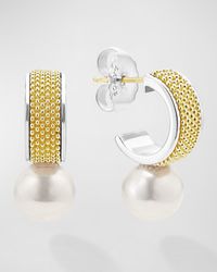 Lagos - Sterling And 18K Luna Pearl Lux Half Hoop Earrings - Lyst