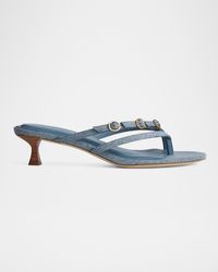 Rag & Bone - Sammie Denim Buckle Kitten-Heel Sandals - Lyst