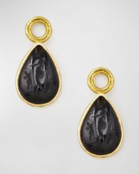 Elizabeth Locke - Black Intaglio 19k Gold Teardrop Earring Pendants - Lyst