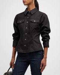 Cinq À Sept - Canyon Scrunched-Sleeve Denim Shirt Jacket - Lyst