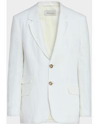 Ami Paris - Apos;S Notch Lapel Linen-Blend Single-Breasted Blazer - Lyst
