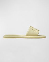 Tory Burch - Double T Leather Sport Slide Sandals - Lyst